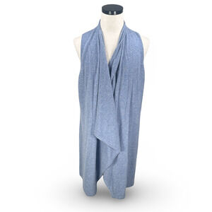 Soft By Naadam Long Cardigan Waterfall Vest Women’s XL Blue 100% Cashmere Open